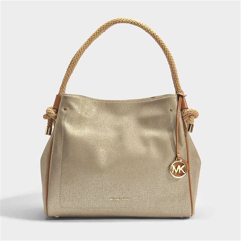michael kors pale gold canvas tote